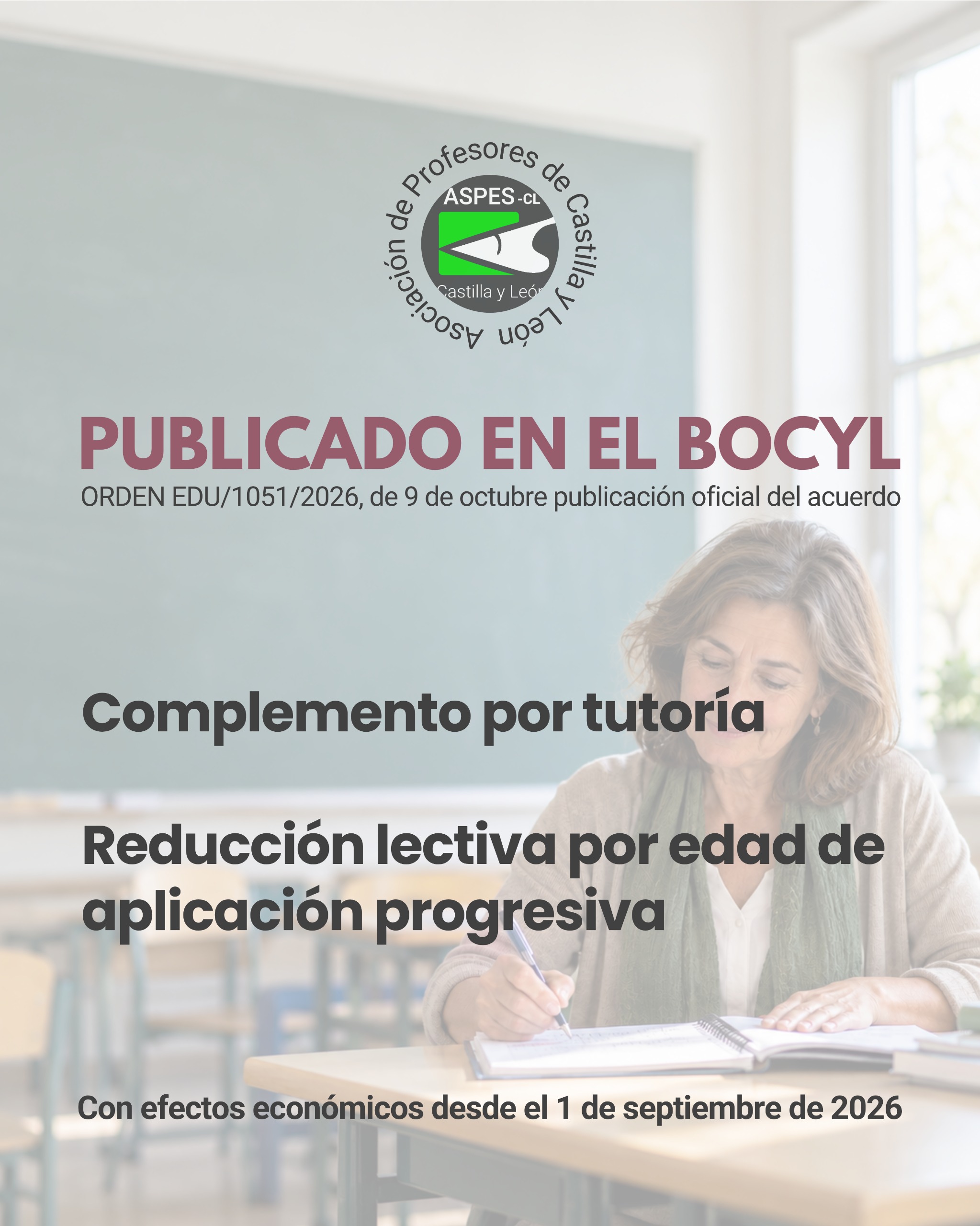 Complemento por tutoría y reducción lectiva por edad